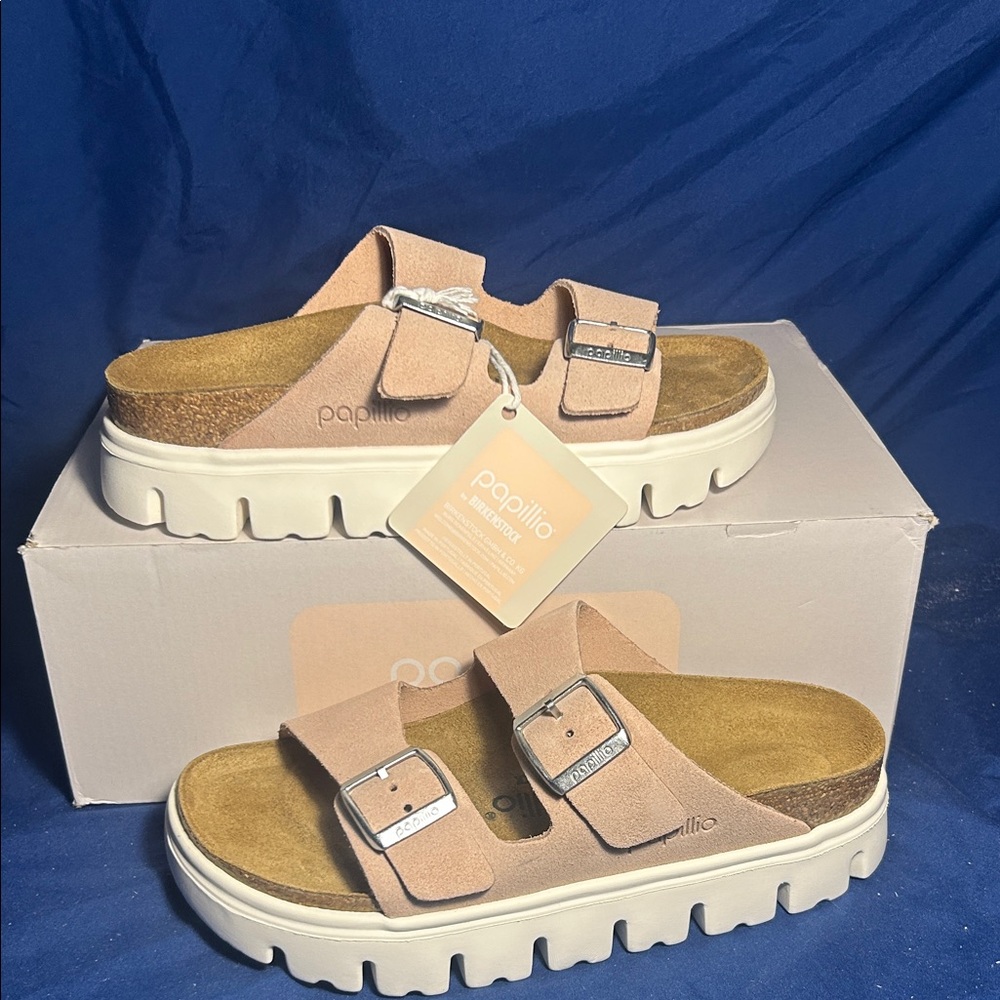 NWT Papillio Chunky Pink Sandals with White Soles, Size 36. Narrow.